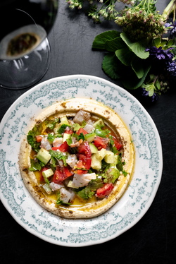 SEA BASS CEVICHE WITH HUMMUS