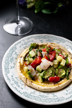 SEA BASS CEVICHE WITH HUMMUS