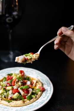 SEA BASS CEVICHE WITH HUMMUS