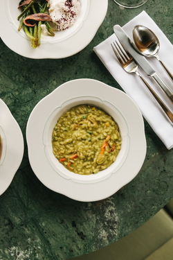 РИЗОТТО С ЦУКИНИ, БРОККОЛИНИ С АНЧОУСАМИ